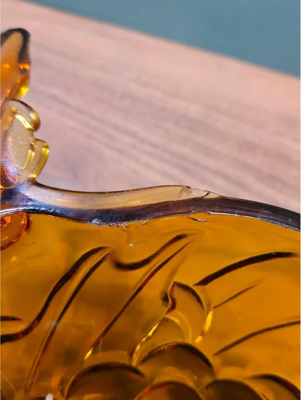 Vintage Amber Glass Grape Leaf Bowl Indiana Colony Candy Dish